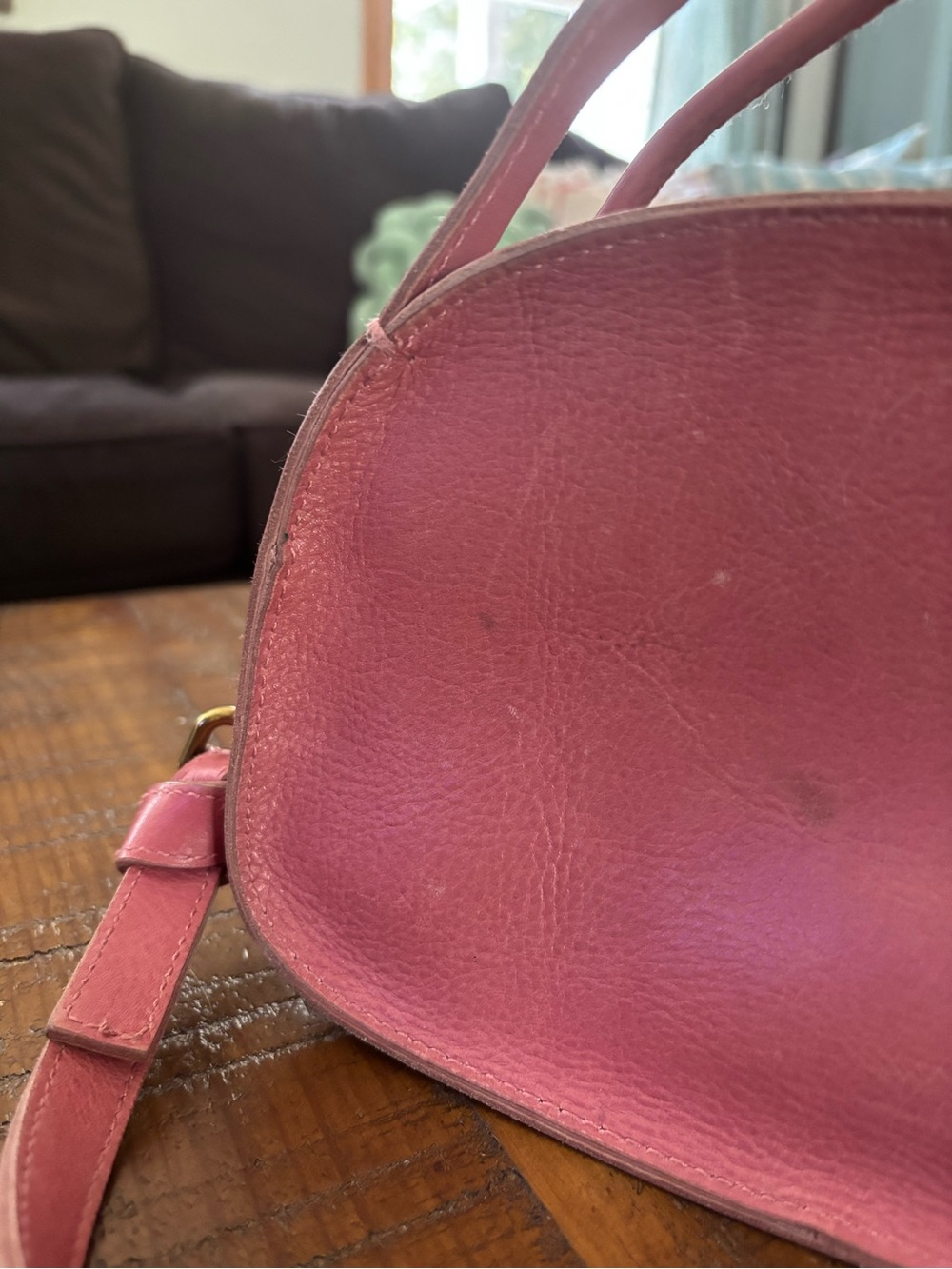 Madewell Pink Leather Dome Crossbody Bag - Picture 4 of 7